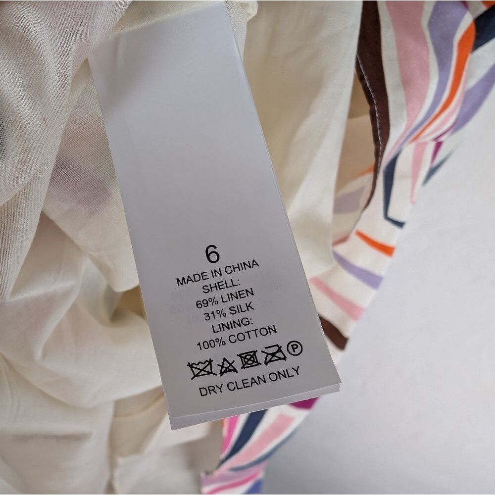 NWT Kate Spade Dress Geobrella Silk Linen Halter Multicolor A Line 6 - Picture 12 of 13